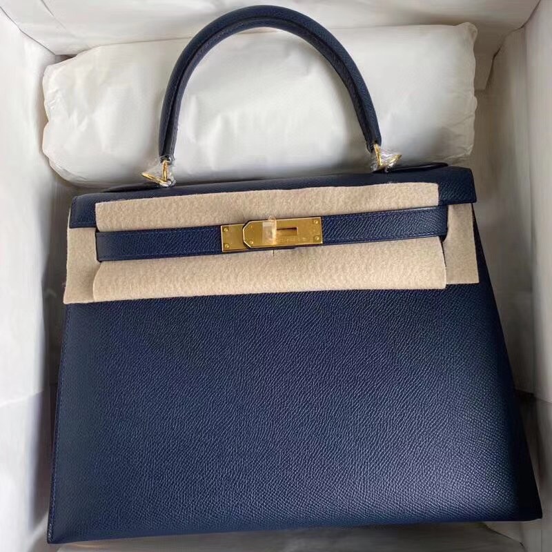 Hermes Kelly 28cm Handbag Shoulder Bag in Deep Blue Epsom Leather